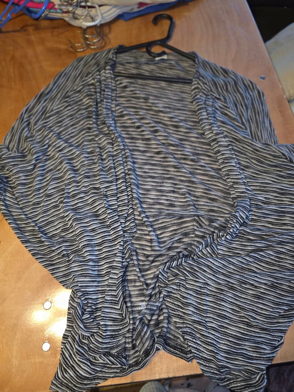Faded Glory Black White Gray Striped Open Front Cardigan 4X 26W-28W
